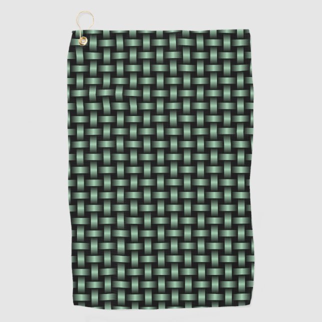 Toalla De Golf Patrón de trapo negro verde (Anverso)