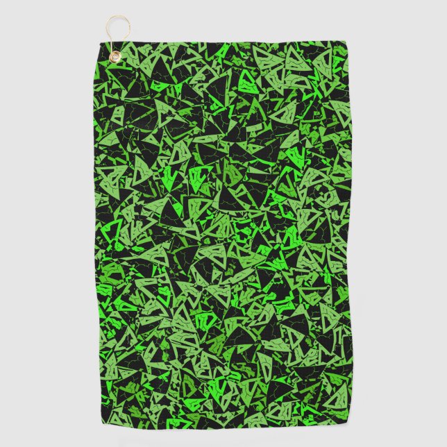 Toalla De Golf Patrón de triángulo negro verde (Anverso)