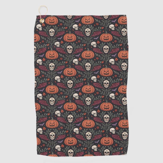 Toalla De Golf Patrón de vibraciones de Halloween (Anverso)