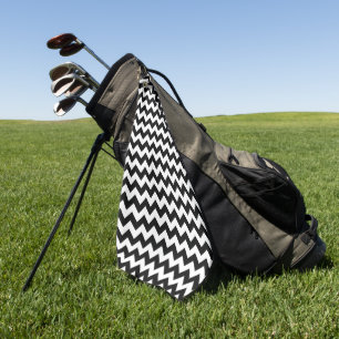 Toalla De Golf Patrón de zigzag negro y blanco, patrón de chevron