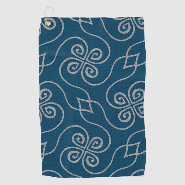 Toalla De Golf Patrón elegante de la marina azul celta (Anverso)
