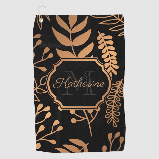 Toalla De Golf Patrón floral dorado (Anverso)