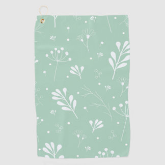 Toalla De Golf Patrón floral verde claro y blanco