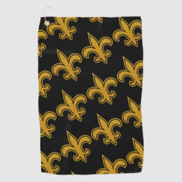 Toalla De Golf Patrón francés de lis dorado y negro