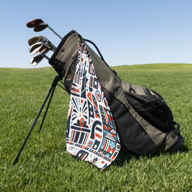 Toalla De Golf Patrón generativo del 4 de julio (Verde)