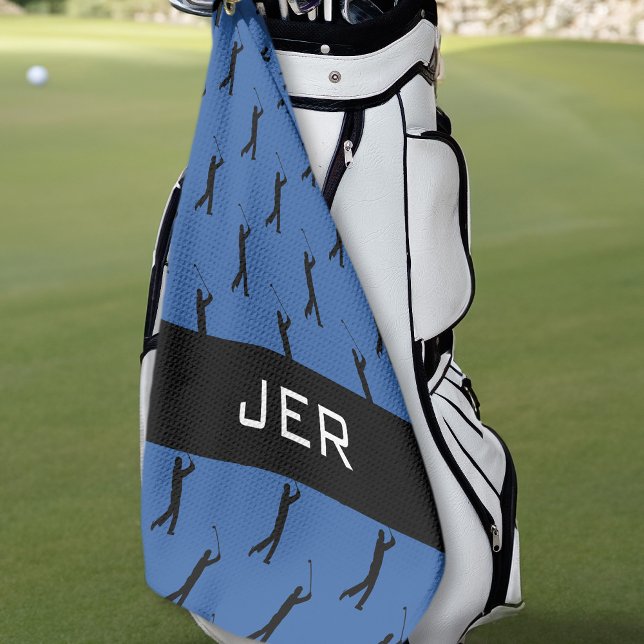 Toalla De Golf Patrón Golfer Personalizado Azul Monogramado Negro (Subido por el creador)