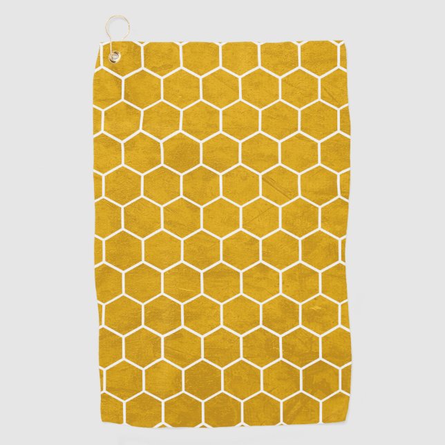 Toalla De Golf Patrón hexagonal exagerado amarillo (Anverso)