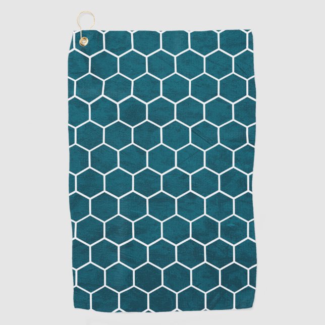 Toalla De Golf Patrón hexagonal exagerado azul profundo (Anverso)