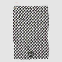 Toalla De Golf Patrón Monograma negro y blanco de galgas