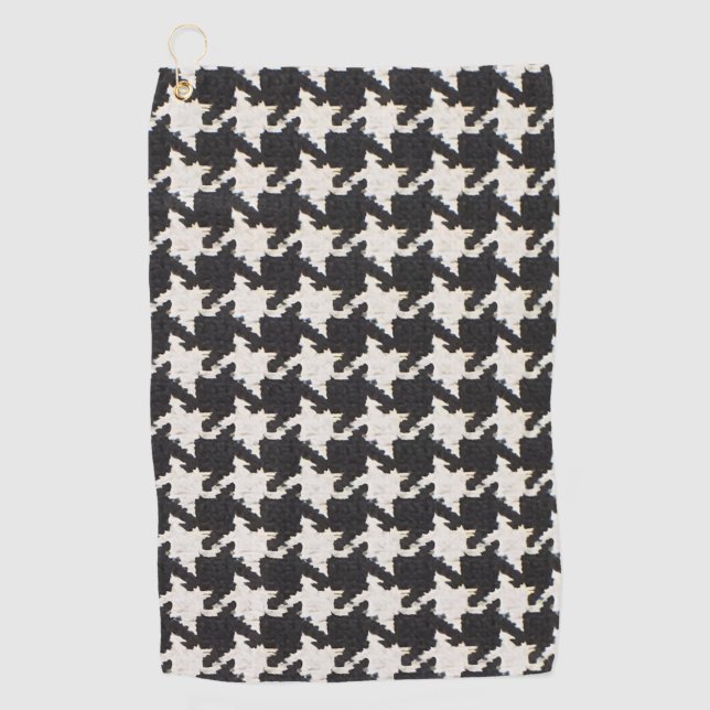 Toalla De Golf Patrón negro blanco de dientes de perro (Anverso)