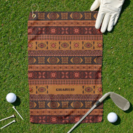 Toalla De Golf Patrón ornamental tribal de la etnia terracota mod