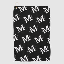 Toalla De Golf patrón personalizado de monograma blanco y negro