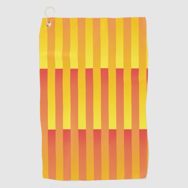 Toalla De Golf Patrón rayado amarillo naranja (Anverso)