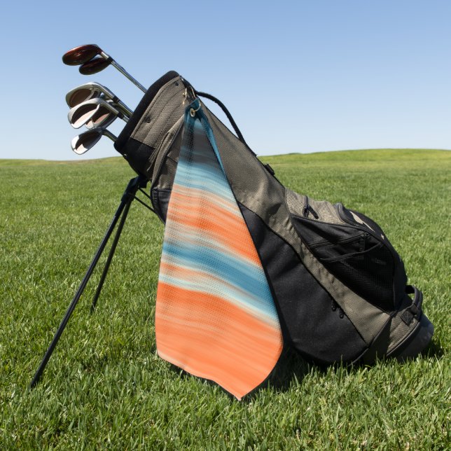 Toalla De Golf Patrón rayado azul naranja (Verde)