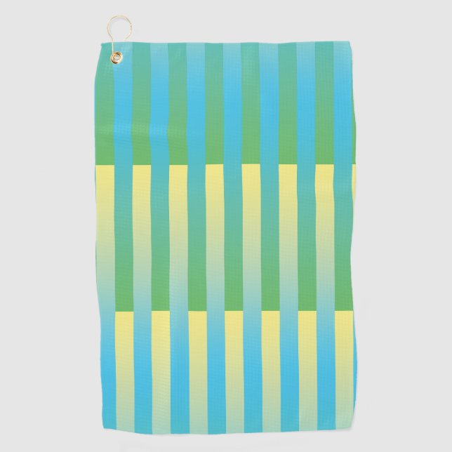 Toalla De Golf Patrón rayado verde amarillo azul (Anverso)