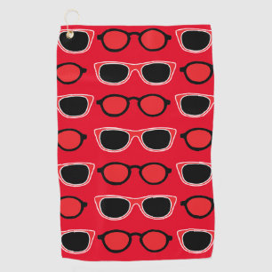 Toalla De Golf Patrón rojo negro de gafas de sol