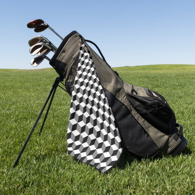 Toalla De Golf Patrón Rpt de Cubos Geométricos BWG 3D (Verde)
