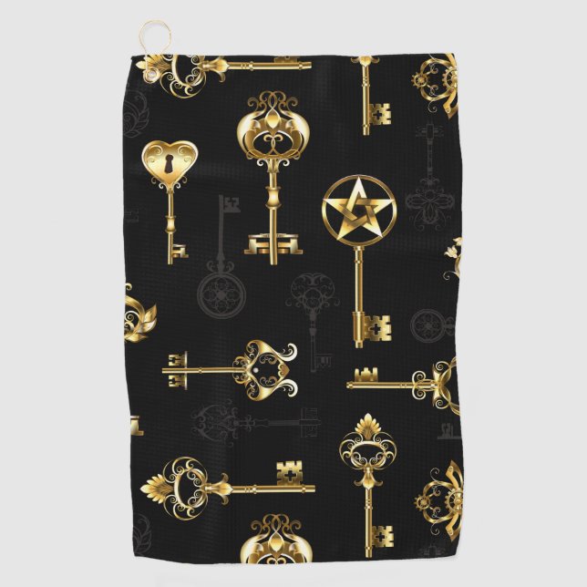 Toalla De Golf Patrón sin inconvenientes con las teclas de oro (Anverso)