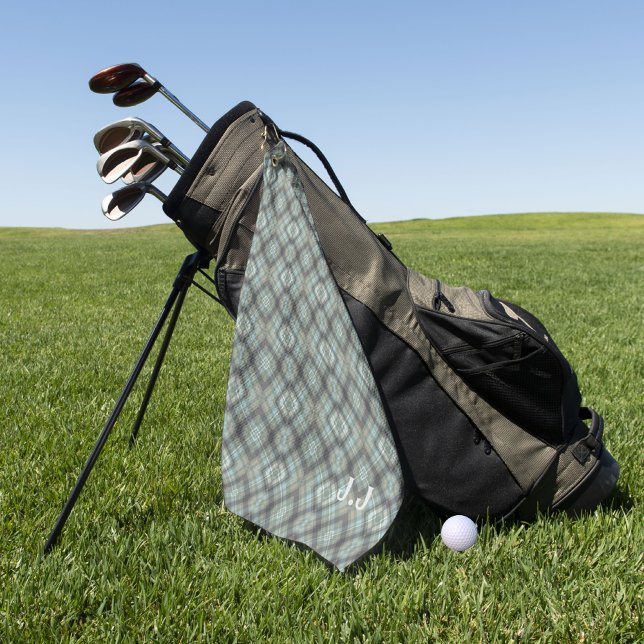 Toalla De Golf Patrón verde monograma moderno Pastel (Subido por el creador)