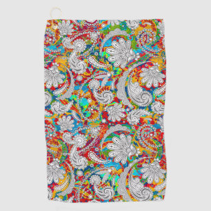 Toalla De Golf Patrones de cachemira blancos coloridos vintage li