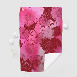 Toalla De Golf Patrones rojos florales japoneses.