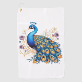 Toalla De Golf Pavo Real Con Flores Purpura