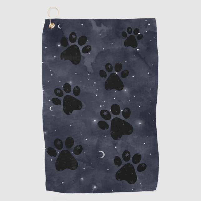 Toalla De Golf Paw Stars Moon Blue Watercolor (Anverso)