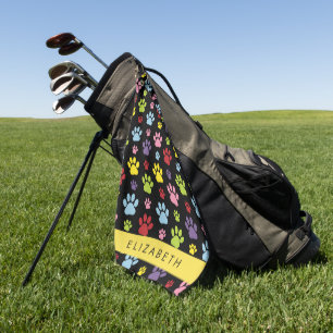 Toalla De Golf Paws coloridos, Patrón de garras, Paws de perros,