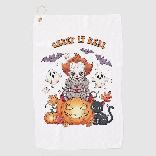 Toalla De Golf Payaso de Halloween Creep It Real (Anverso)