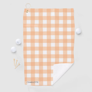 Toalla De Golf Peach Personalizada Gingham Plaid