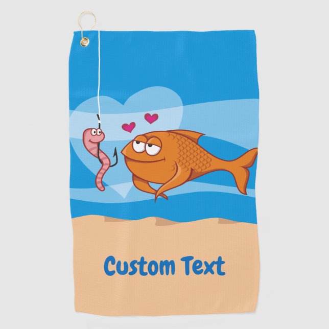 Toalla De Golf Peces y cebo enamorados (Anverso)