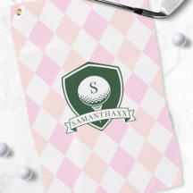 Pelota de Golf Verde con Patrón Rosa Moderno Monog