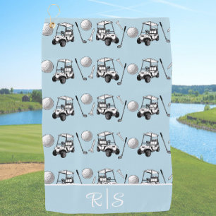 Toalla De Golf Pelotas de Golf Azules Divertidas Monograma Person