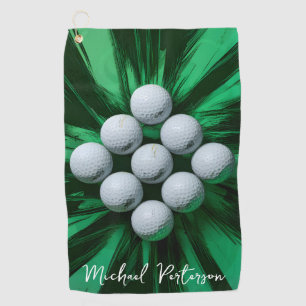 Toalla De Golf Pelotas de Golf en Fondo Abstracto Verde