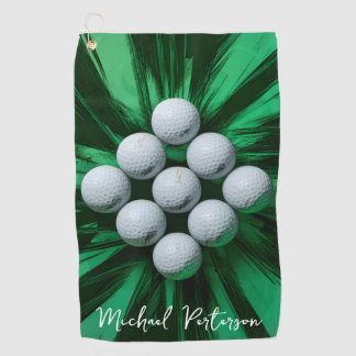 Toalla De Golf Pelotas de Golf en Fondo Abstracto Verde