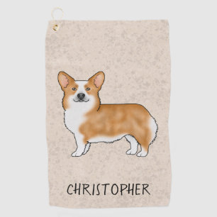 Toalla De Golf Pembroke Rojo Corgi Welsh Cute Perro con Nombre Pe