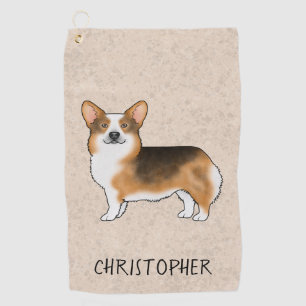 Toalla De Golf Pembroke Welsh Corgi Tricolor de Cabeza Roja y Nom
