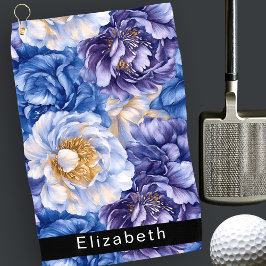 Toalla De Golf Peonía Azul Bonita Personalizada