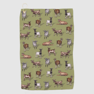 Toalla De Golf Pequeñas cabras en verde - Patrón de manada de cab