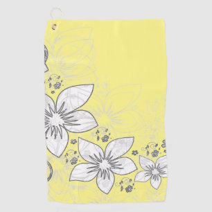 Toalla De Golf Pergamino floral de Dainty sobre amarillo