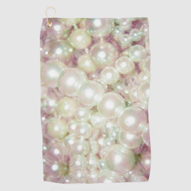 Toalla De Golf Perlas Y Daisy Rosa (Anverso)