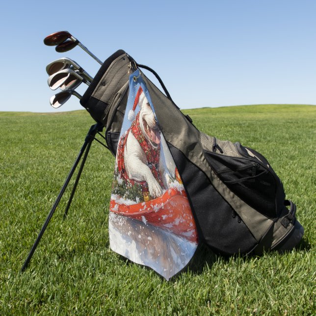 Toalla De Golf Perro asqueroso con nieve, Navidades que nieva (Verde)