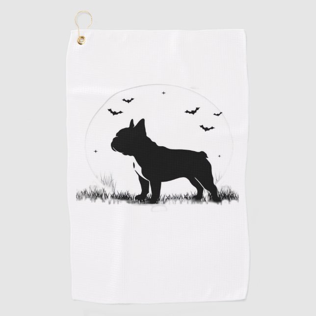Toalla De Golf Perro Bulldog francés - Halloween Moon Silhouette  (Anverso)