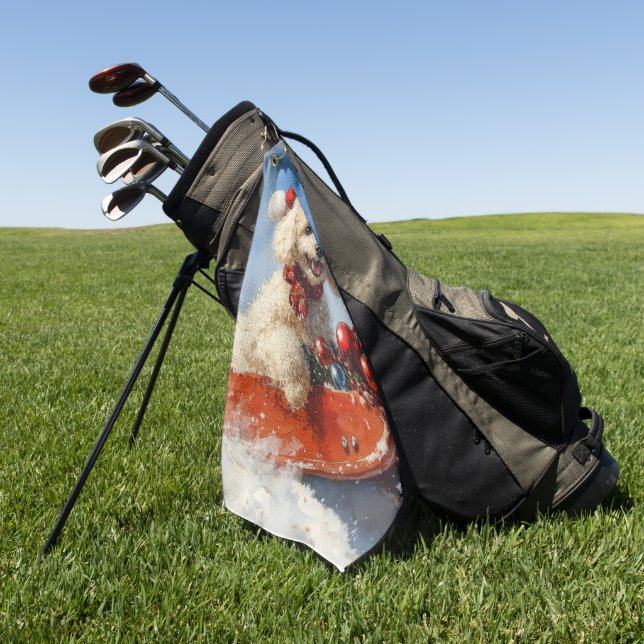 Toalla De Golf Perro canino en escabeche deja que nieve Navidades (Verde)