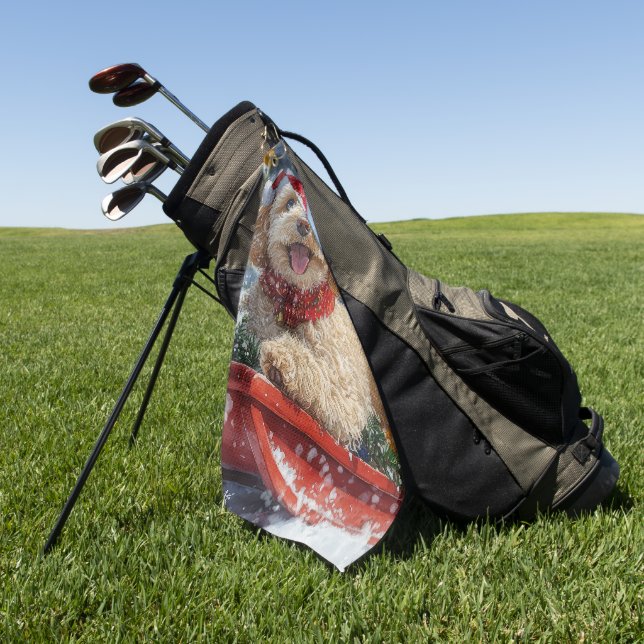 Toalla De Golf Perro Cockapoo en escurrimiento deja que nieve Nav (Verde)