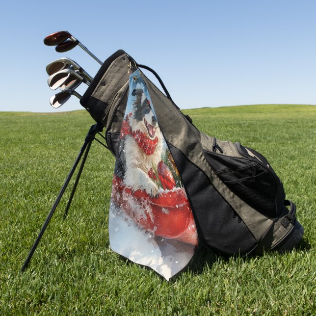 Toalla De Golf Perro coloquial en la frontera en mancha deja que  (Verde)