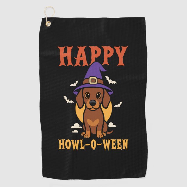 Toalla De Golf Perro Dachshund de Halloween (Anverso)