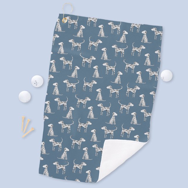 Toalla De Golf Perro dálmata verde Verde azulado (Dalmatian dog golf towel)