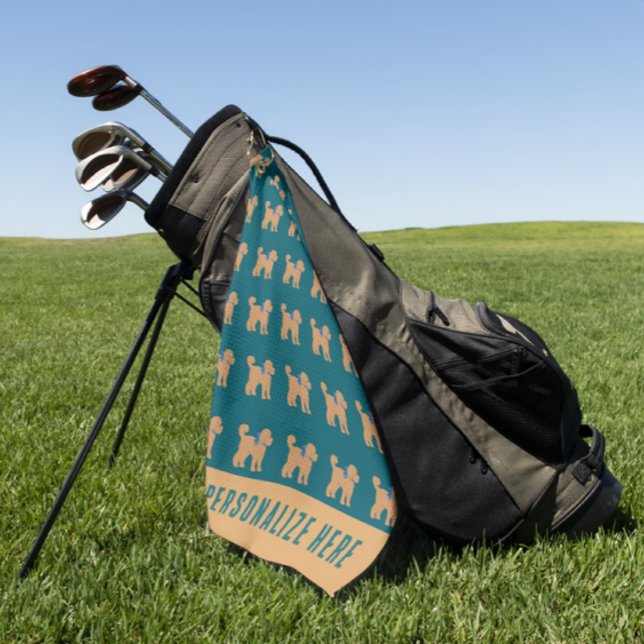 Toalla De Golf Perro de Tan Doodle personalizado en verde azul os (Personalize it!)