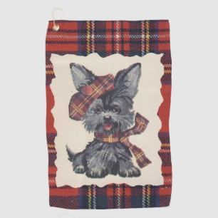Toalla De Golf Perro del escocés del vintage del tartán de
